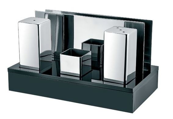 4 Pcs Square Salt Shaker-Napkin Holder Set (Mat-Glossy)