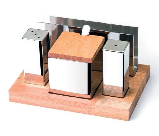 4 Pc Salt Shaker-Napkin Holder Set