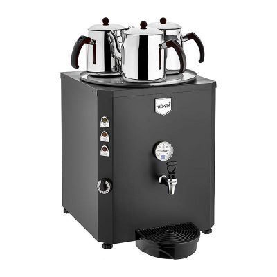 Remta DE10S Jumbo Şamandıralı Çay Makinesi, 3 Demlikli, 40 L, Elektrikli, Siyah
